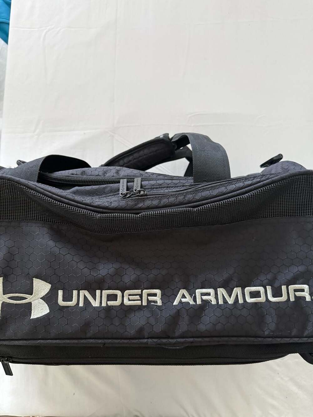 Under Armour Black Hexagon Pattern Duffle Gym Bag